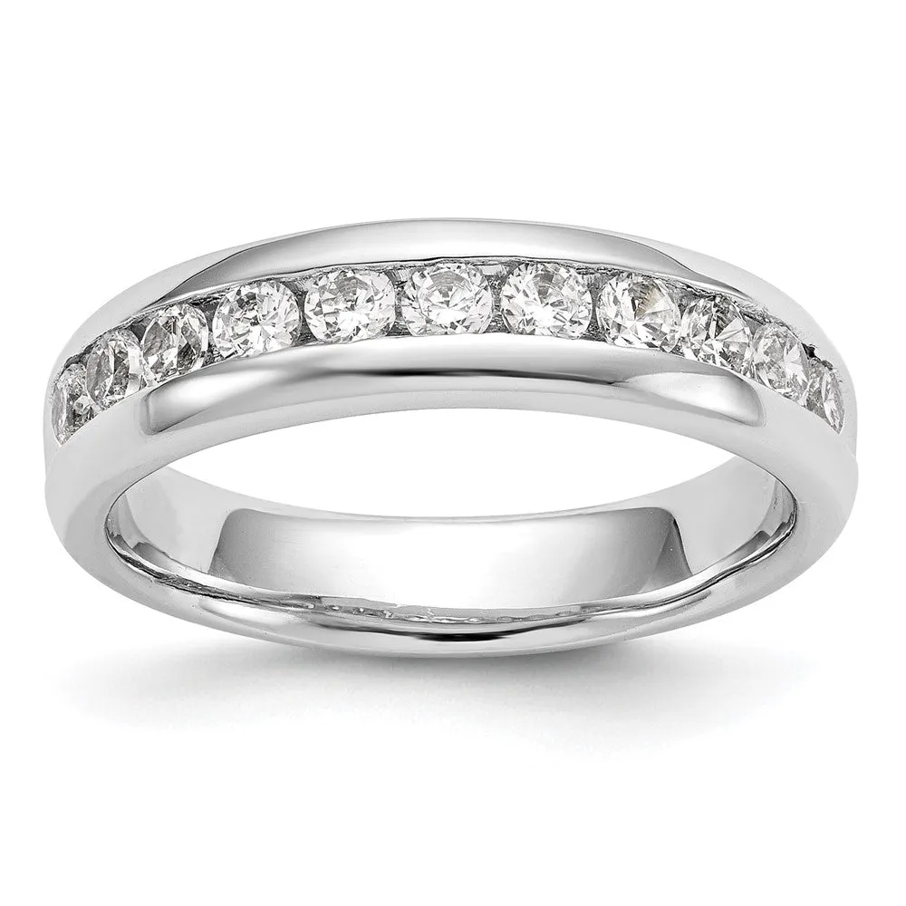 14K White Gold 1/6 to 3/4 Ctw Diamond 11-Stone Channel Tapered Band