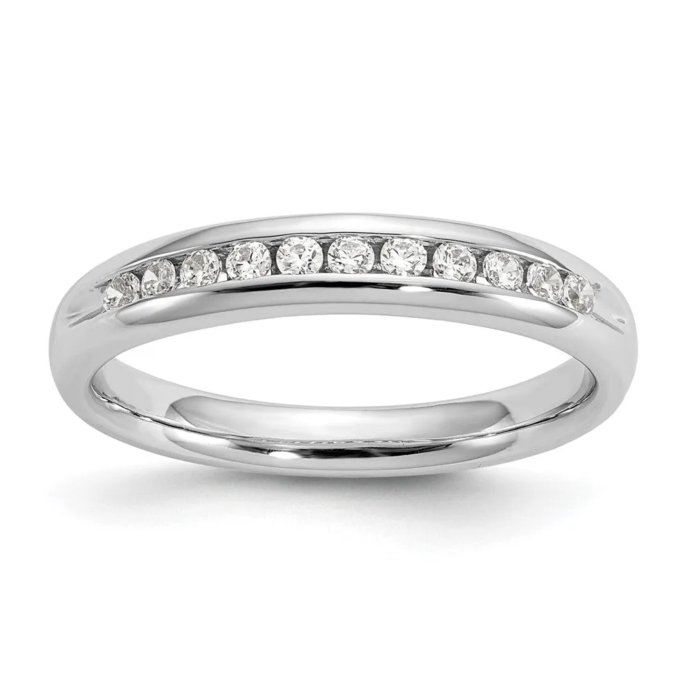 14K White Gold 1/6 to 3/4 Ctw Diamond 11-Stone Channel Tapered Band