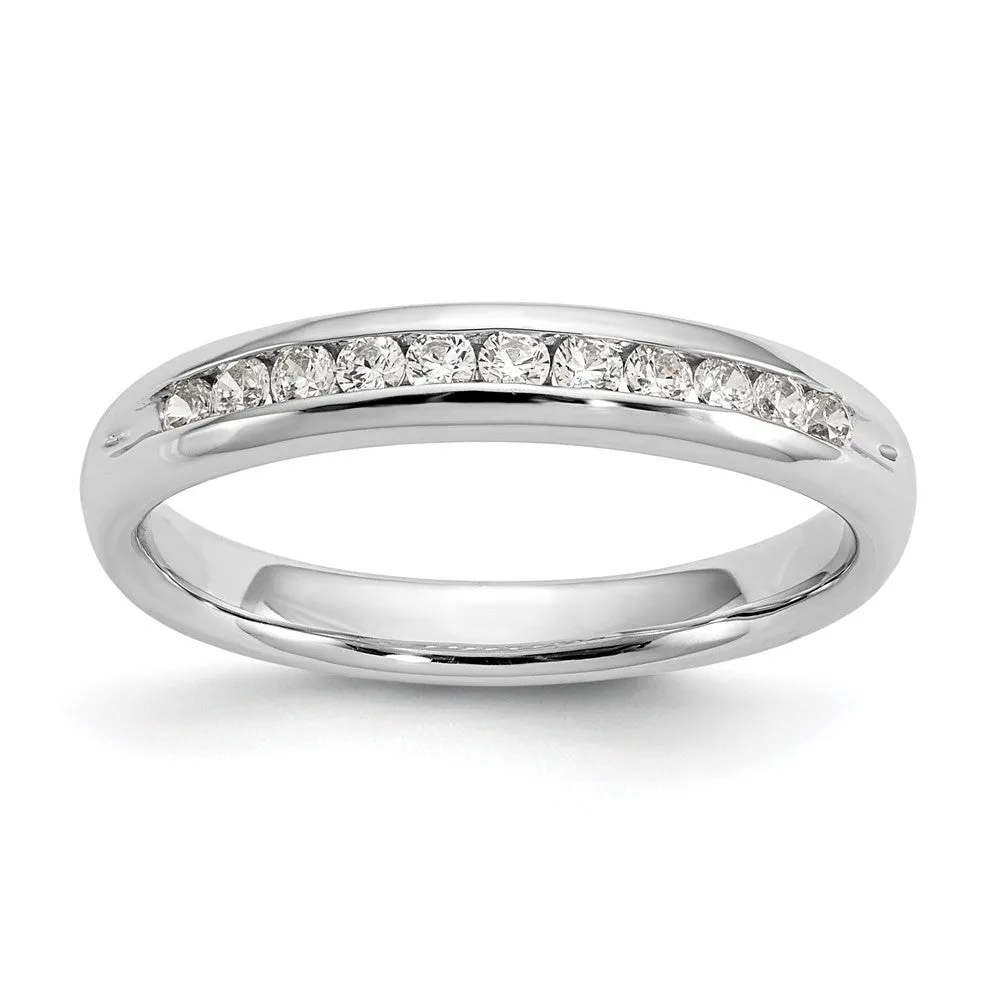 14K White Gold 1/6 to 3/4 Ctw Diamond 11-Stone Channel Tapered Band