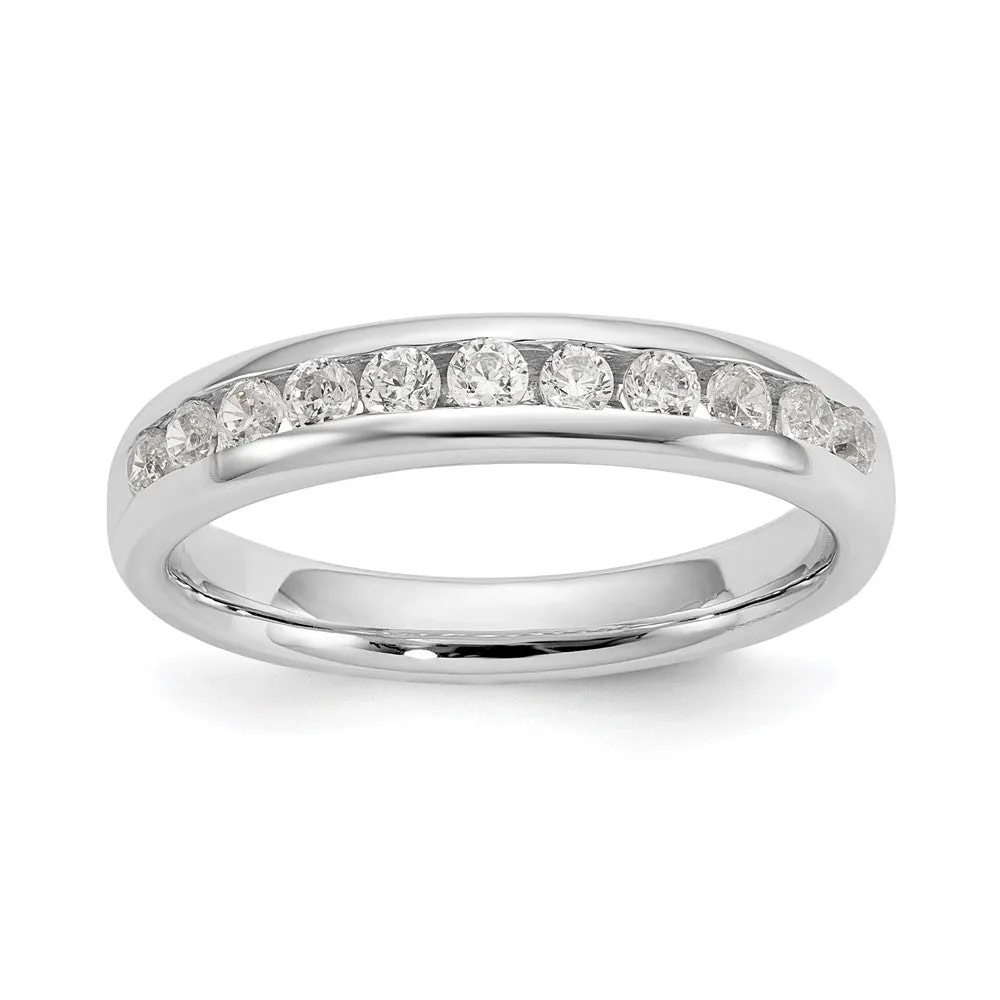 14K White Gold 1/6 to 3/4 Ctw Diamond 11-Stone Channel Tapered Band