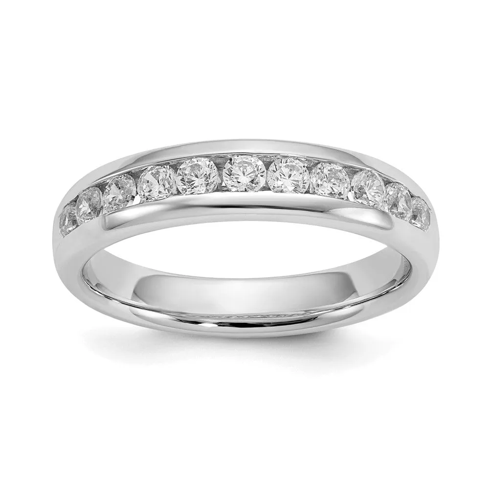 14K White Gold 1/6 to 3/4 Ctw Diamond 11-Stone Channel Tapered Band