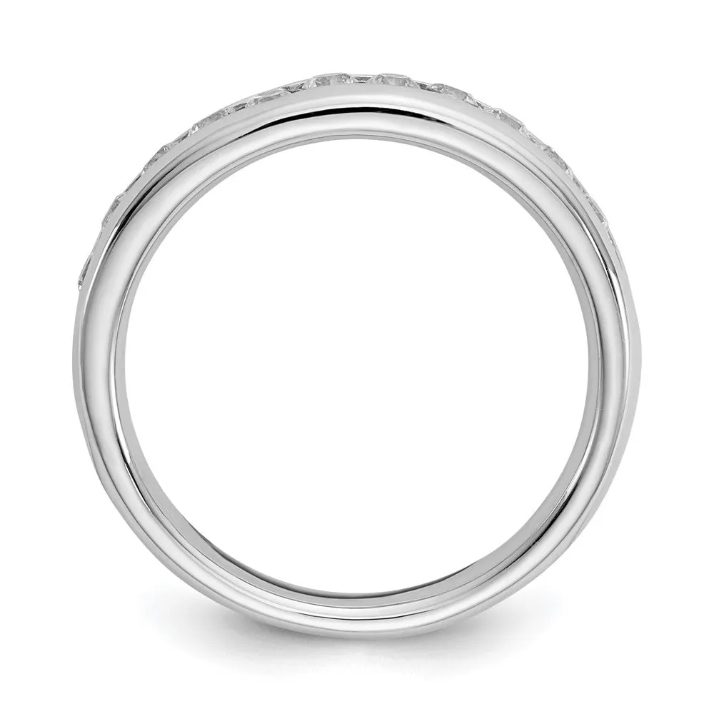 14K White Gold 1/6 to 3/4 Ctw Diamond 11-Stone Channel Tapered Band