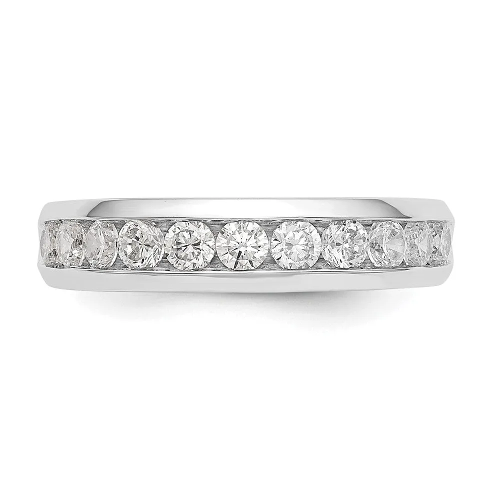 14K White Gold 1/6 to 3/4 Ctw Diamond 11-Stone Channel Tapered Band