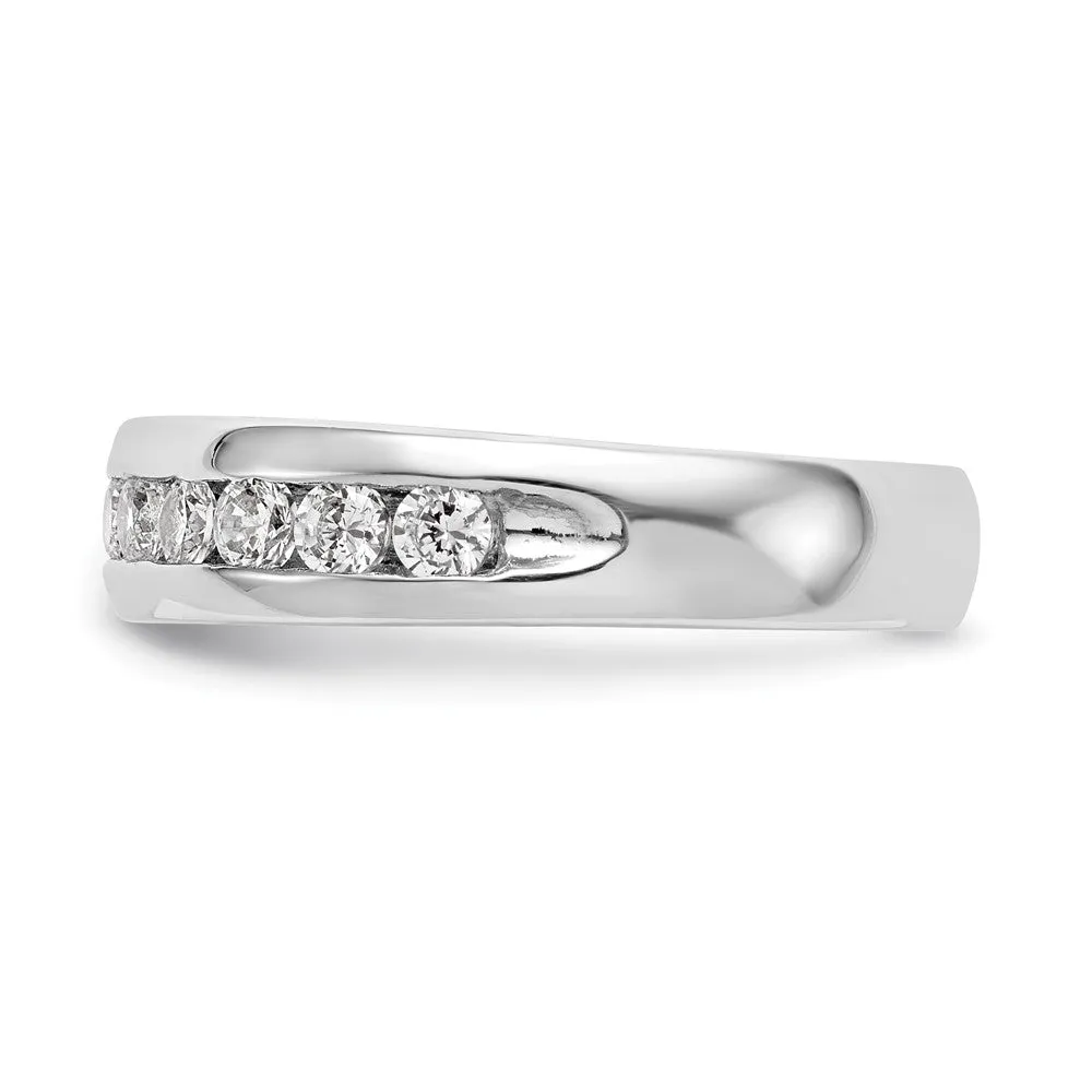 14K White Gold 1/6 to 3/4 Ctw Diamond 11-Stone Channel Tapered Band