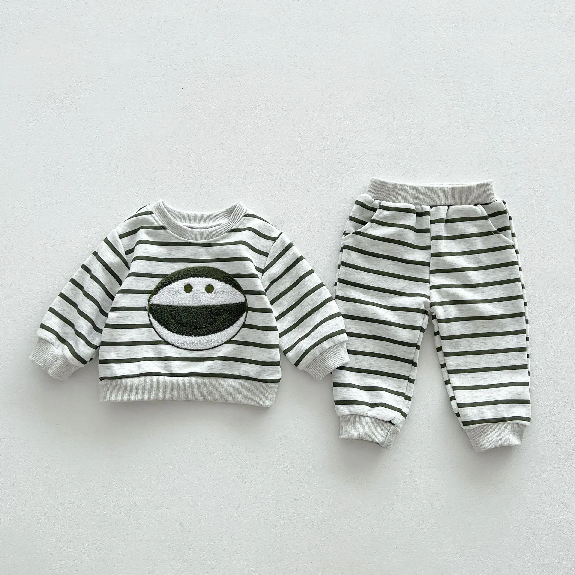 2 Pieces Set Baby Kid Boys Striped Cartoon Tops And Pants Wholesale 23101921