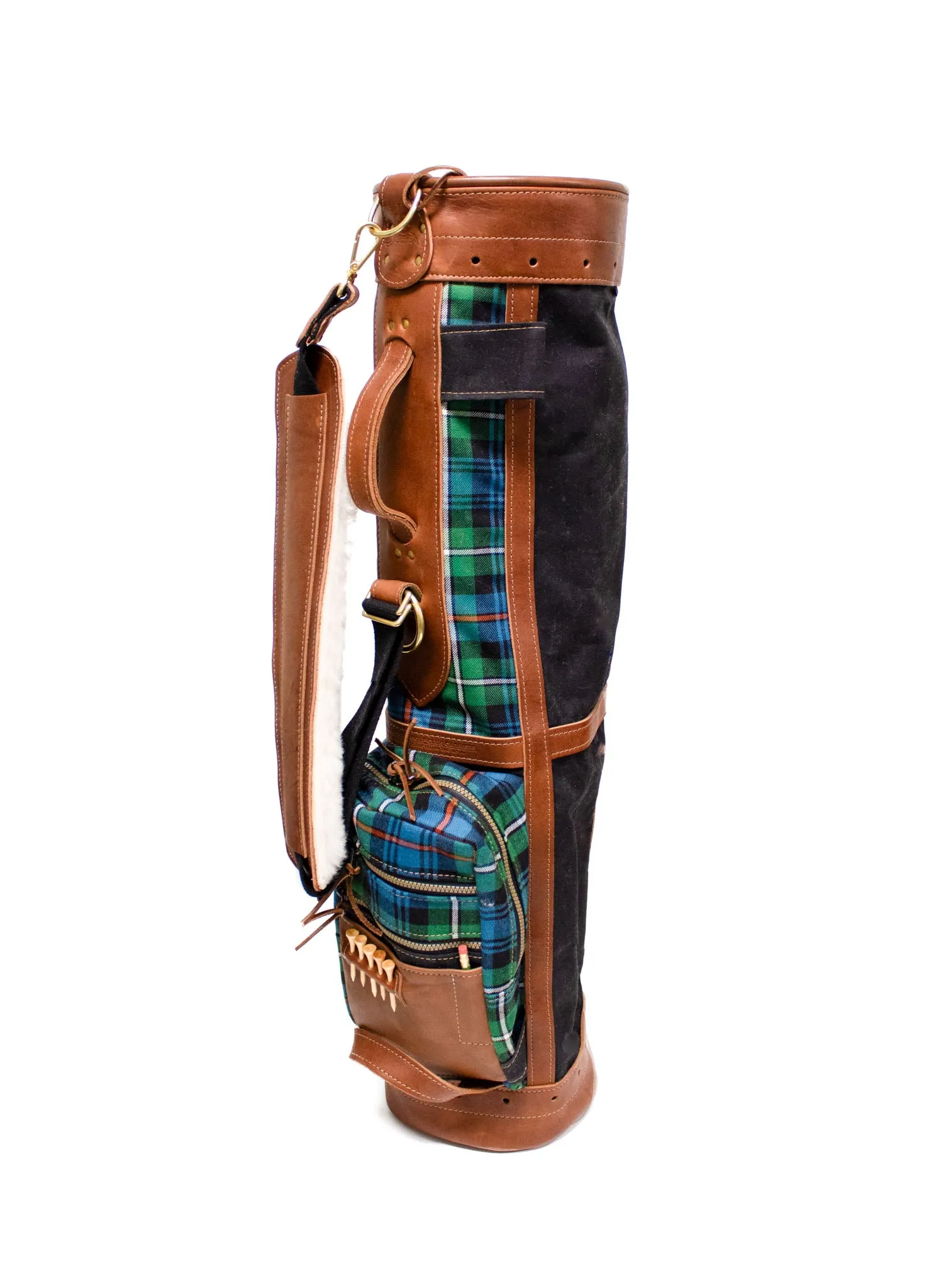 8 Official Mackenzie OC Tartan Golf Bag with Black Canvas and Natural Leather