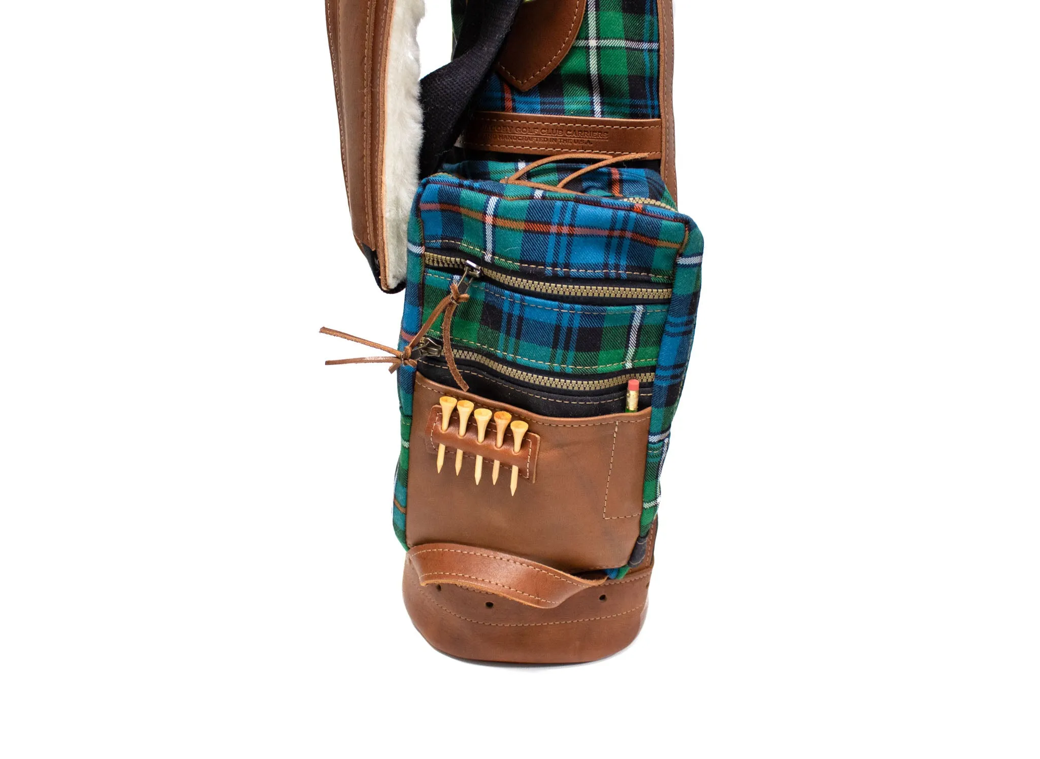 8 Official Mackenzie OC Tartan Golf Bag with Black Canvas and Natural Leather