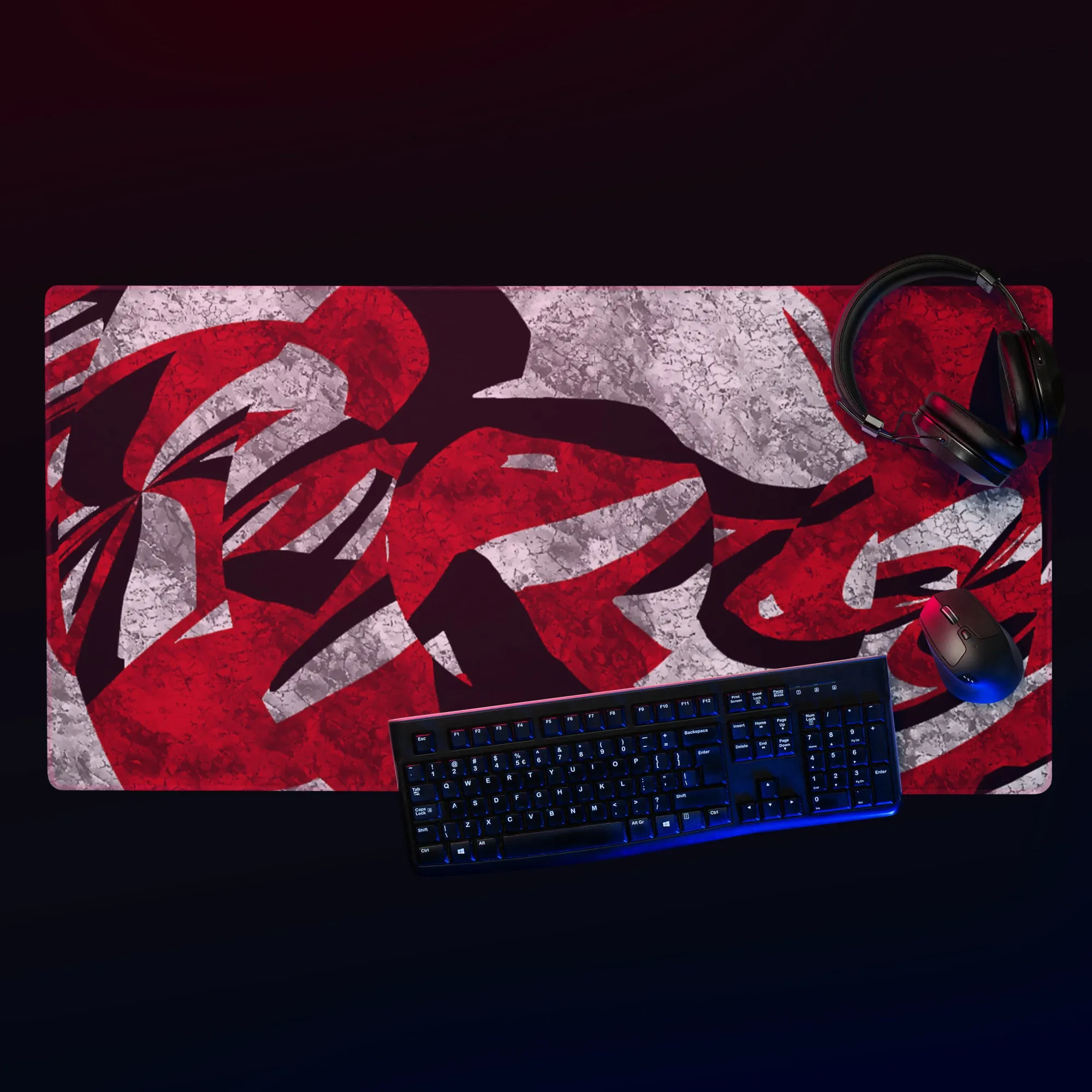 Abstract Red Acid Grunge Gaming Mouse Pad