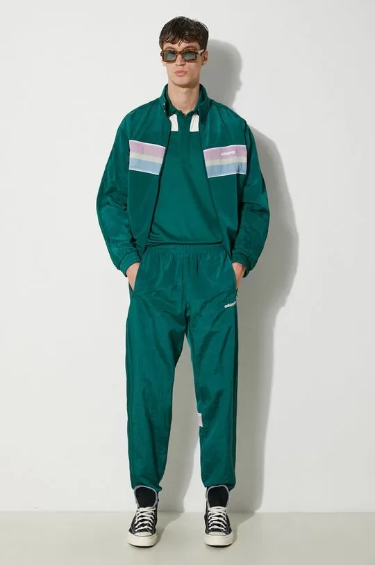 adidas Originals joggers 80s Nylon Archive 3-Stripes Track Top green color smooth JC6519