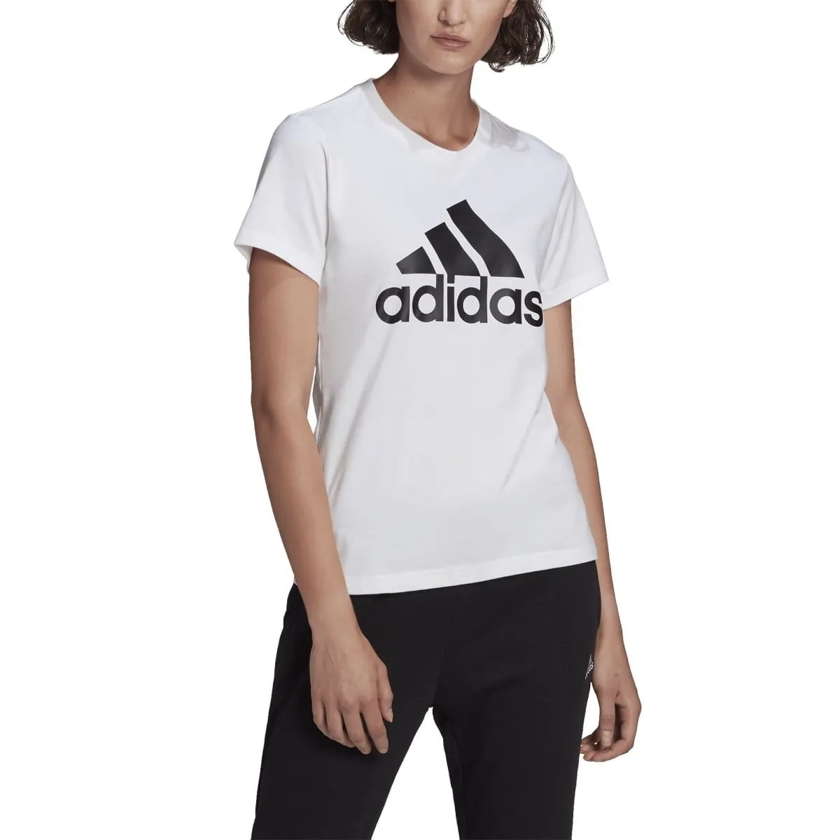 ADIDAS WOMEN'S LOUNGEWEAR ESSENTIALS LOGO WHITE TEE