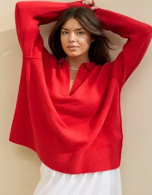 Aerie Unreal Polo Sweater-