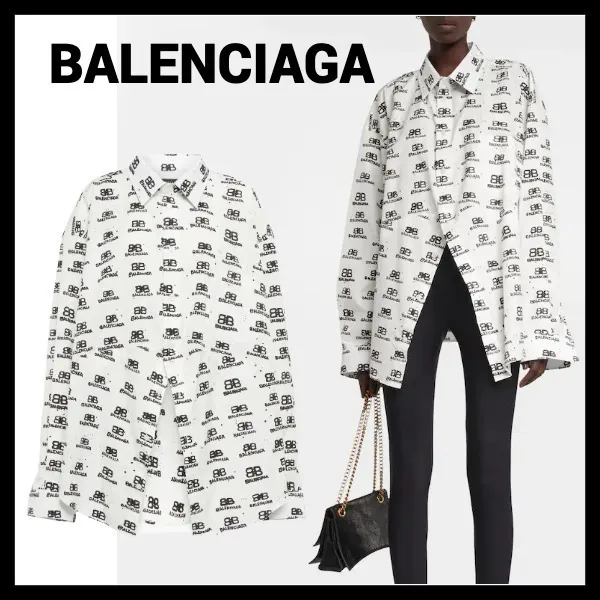 BALENCIAGA  |Women's Hand Drawn Bb Icon Swing Shirt in White