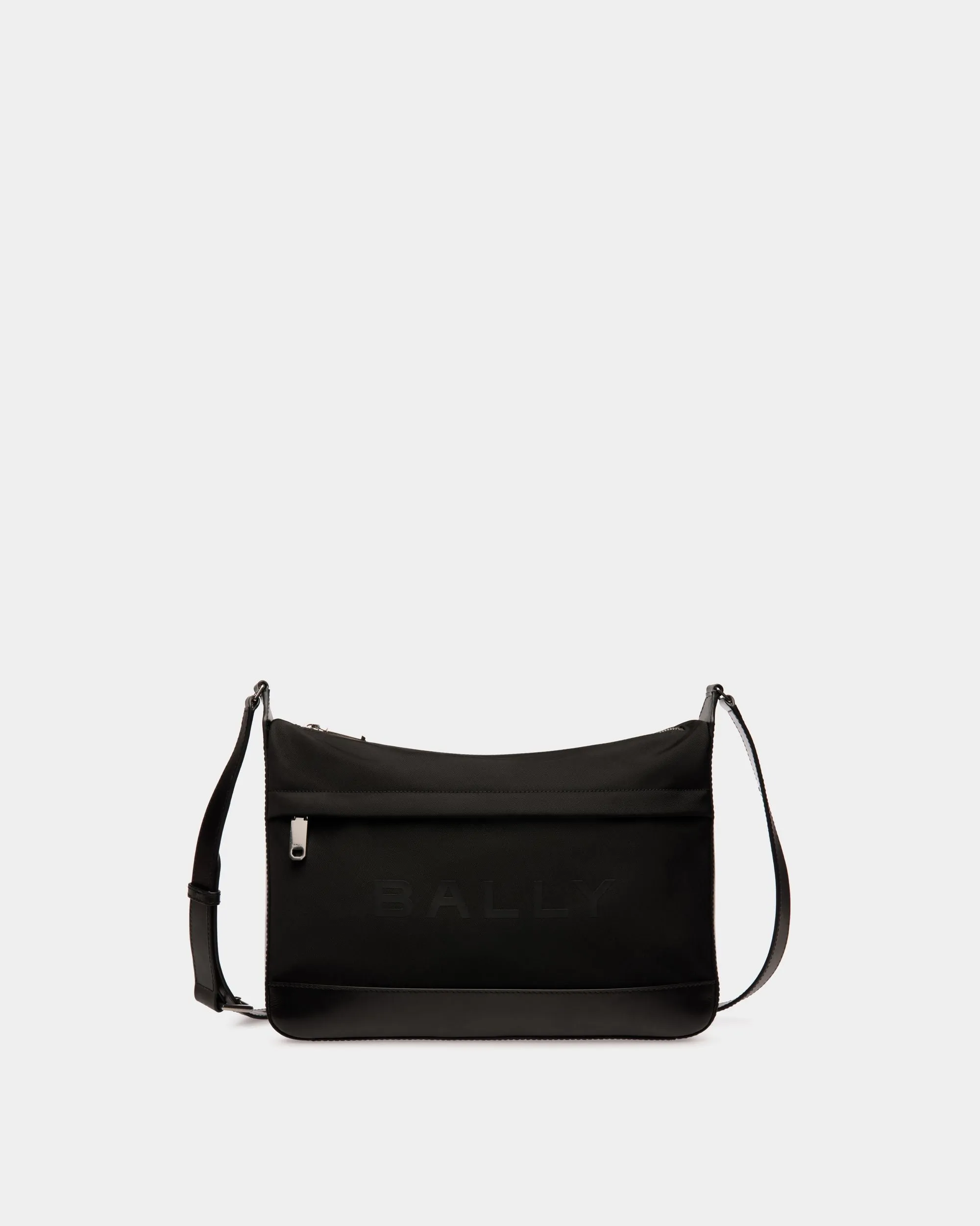 Bar Crossbody Bag in Black Nylon And Leather 