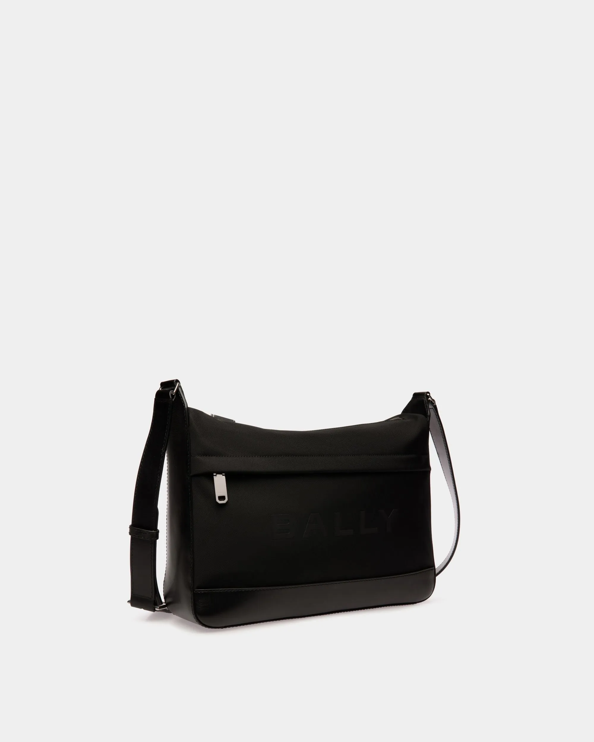 Bar Crossbody Bag in Black Nylon And Leather 