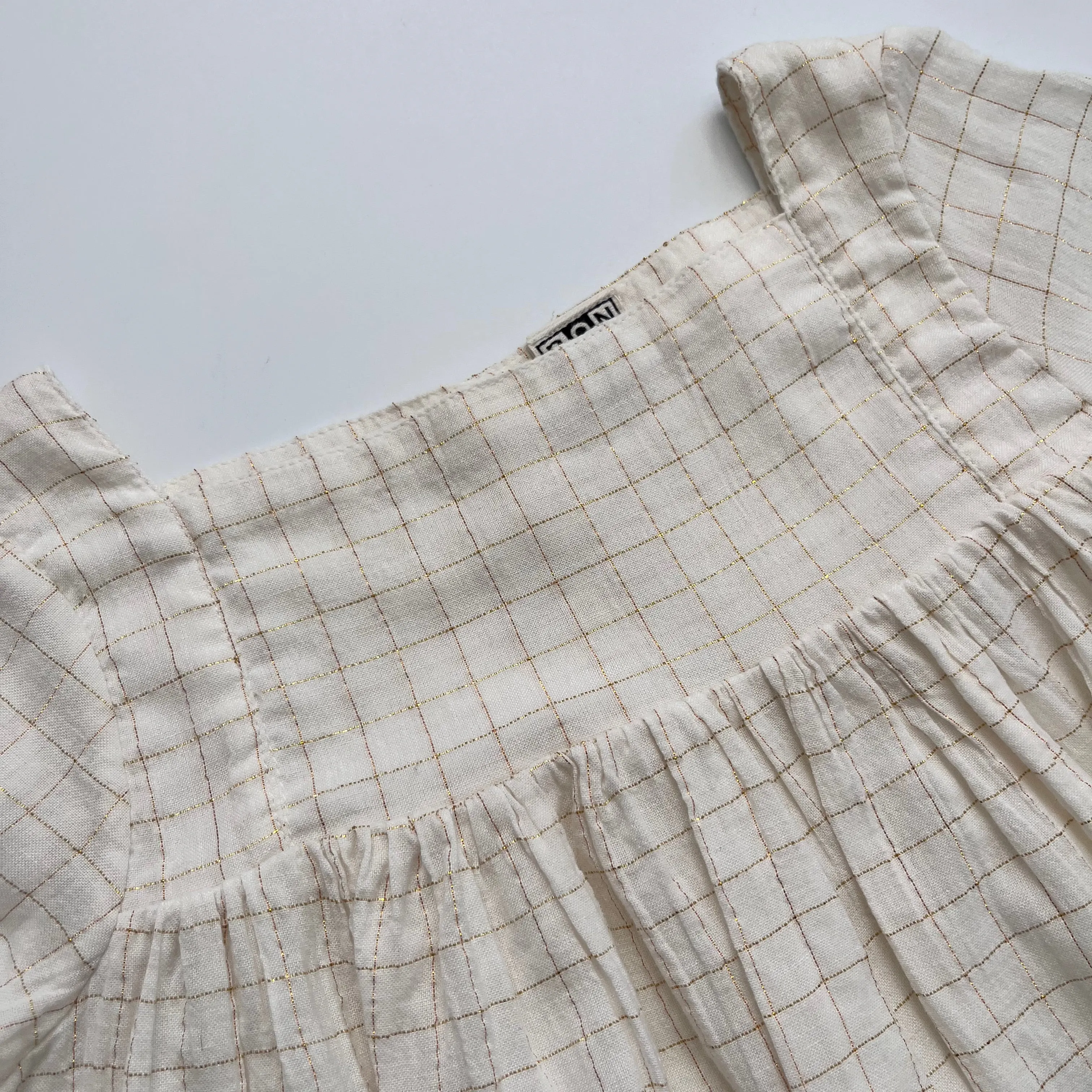 Bonton White And Gold Check Dress: 6 Years