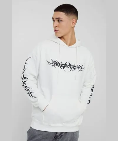 boohoo Mens Oversized Gothic Graphic Hoodie