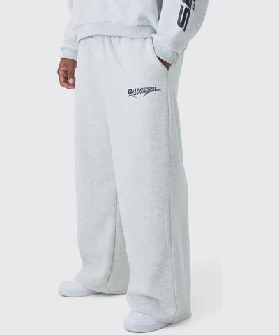 boohooMAN Mens Plus Moto Graphic Wide Leg Sweatpants