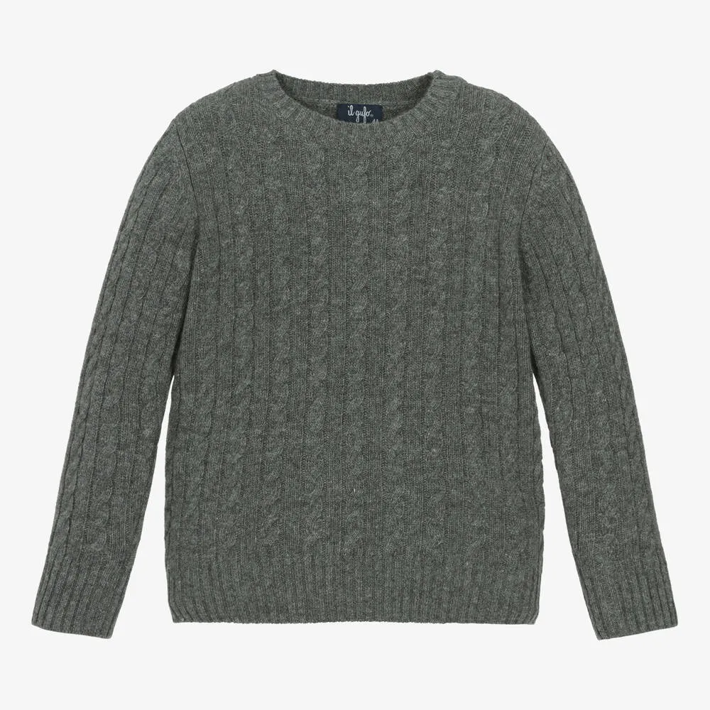 Boys Grey Merino Wool Sweater