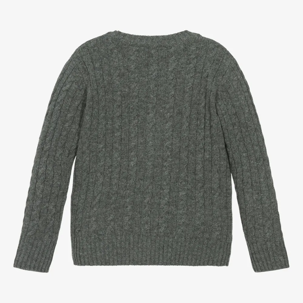 Boys Grey Merino Wool Sweater