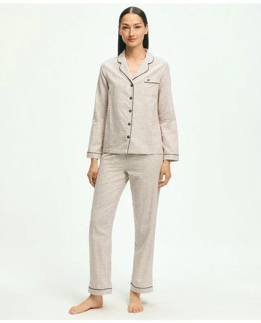 Brooks Brothers Women's Cotton Flannel Tattersall Pajama Set Multicolor