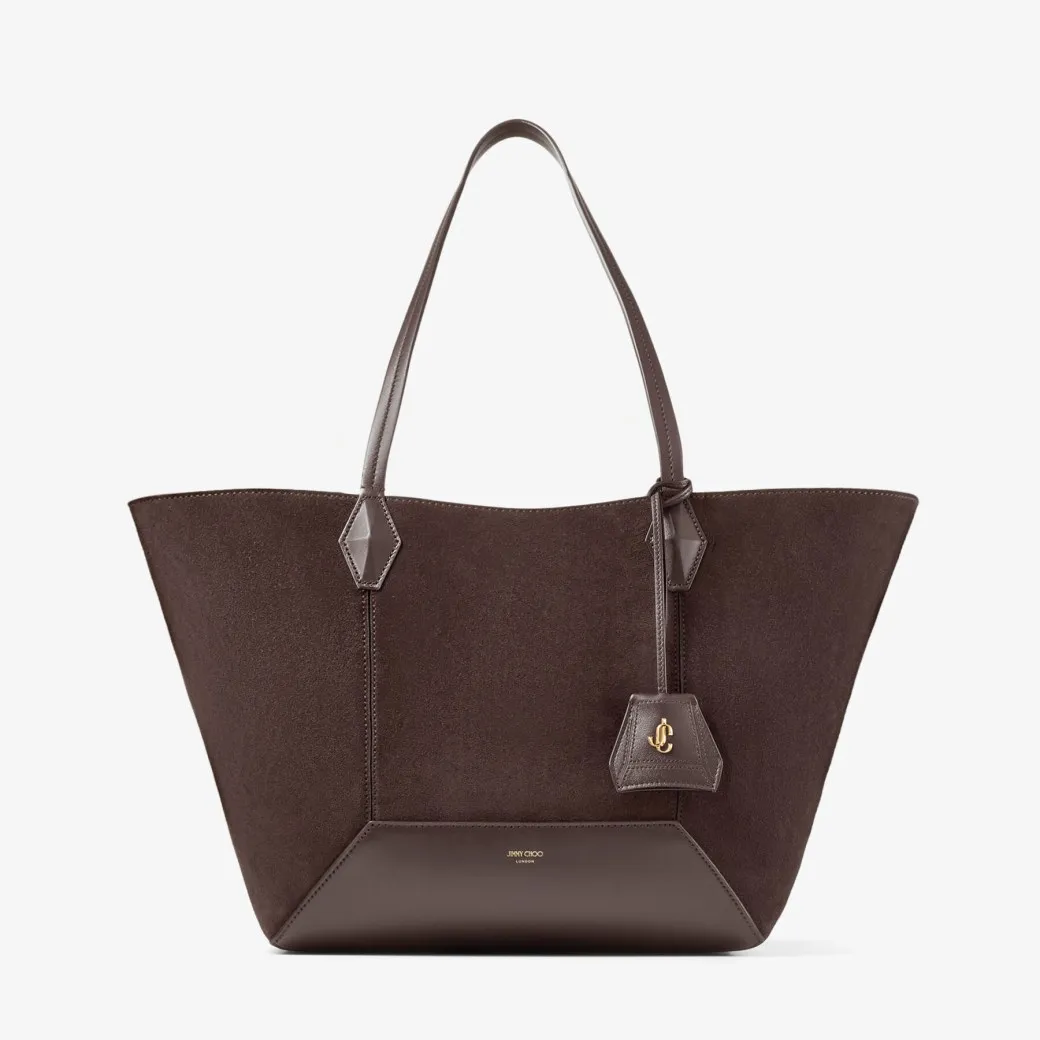 Diamond Tote/M Coffee Suede Tote Bag