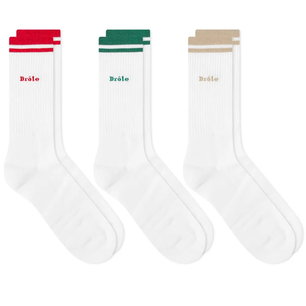 Drôle de Monsieur Sports Slogan Socks - 3 PackMulti