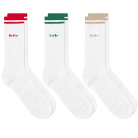 Drôle de Monsieur Sports Slogan Socks - 3 PackMulti