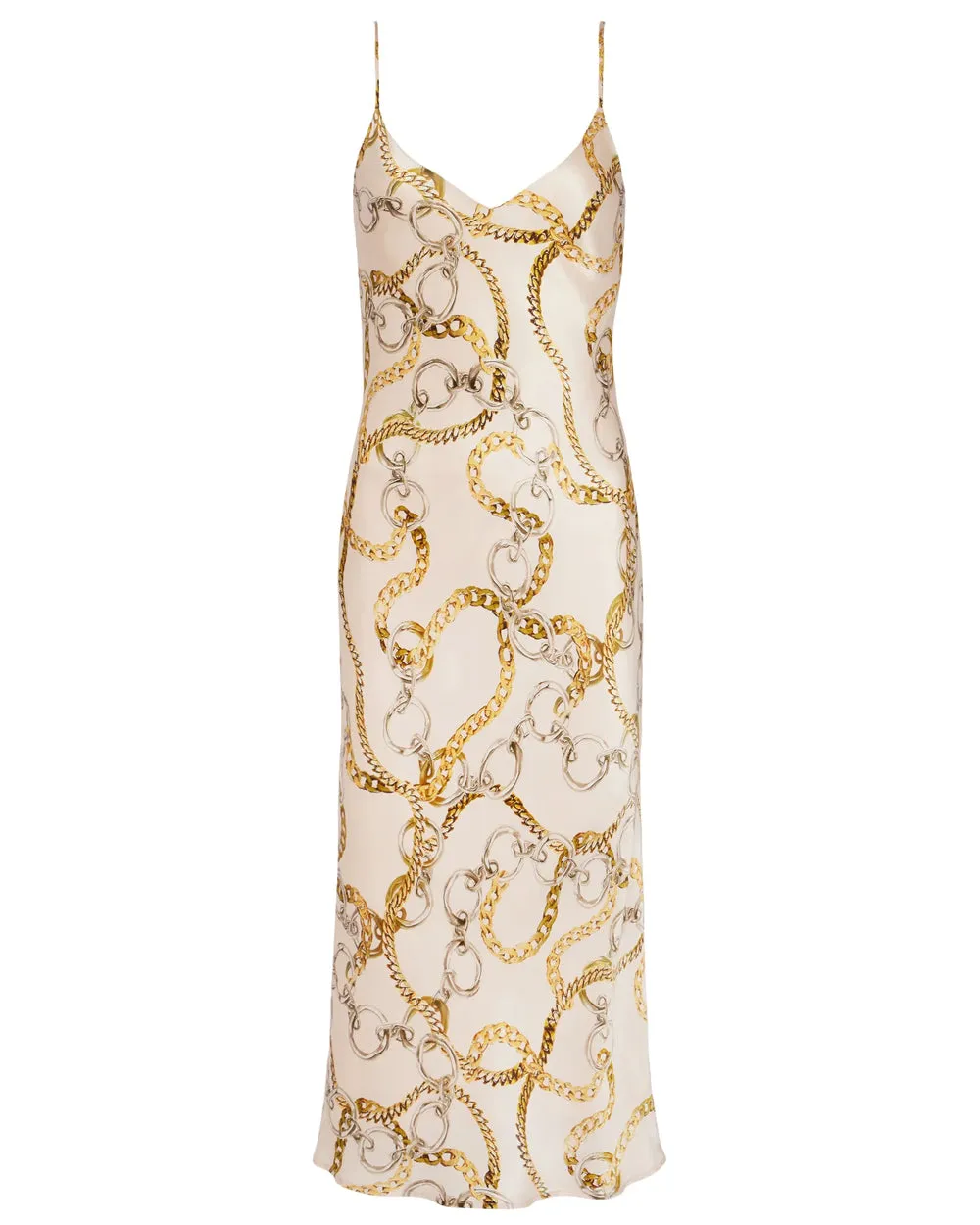 Ecru Chain Print Seridie Slip Dress