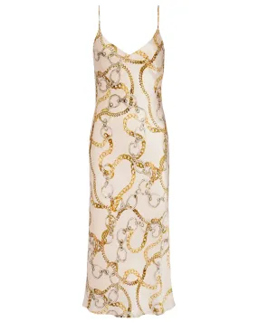 Ecru Chain Print Seridie Slip Dress