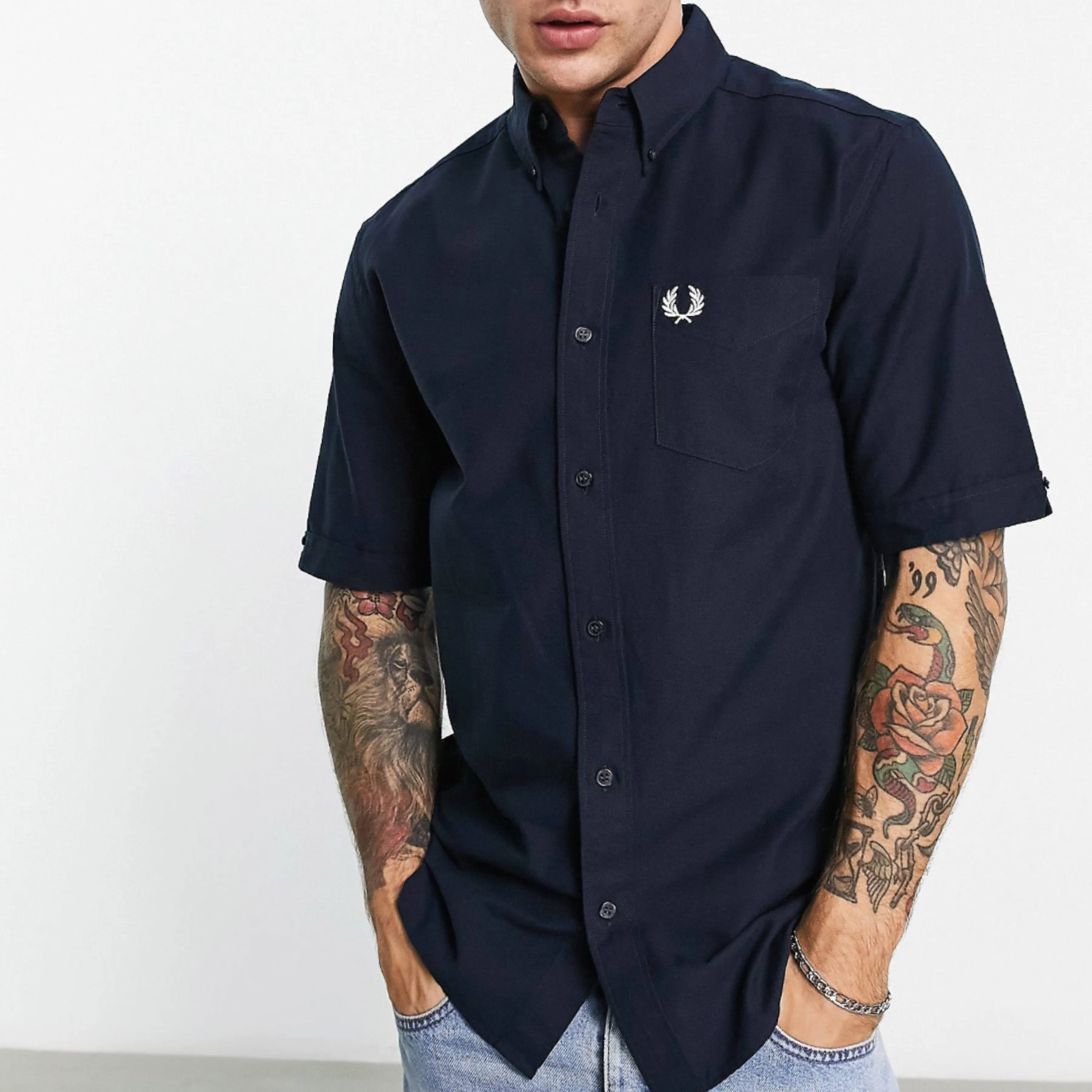 FRED PERRY  |Street Style Plain Short Sleeves Logo Loungewear Shirts