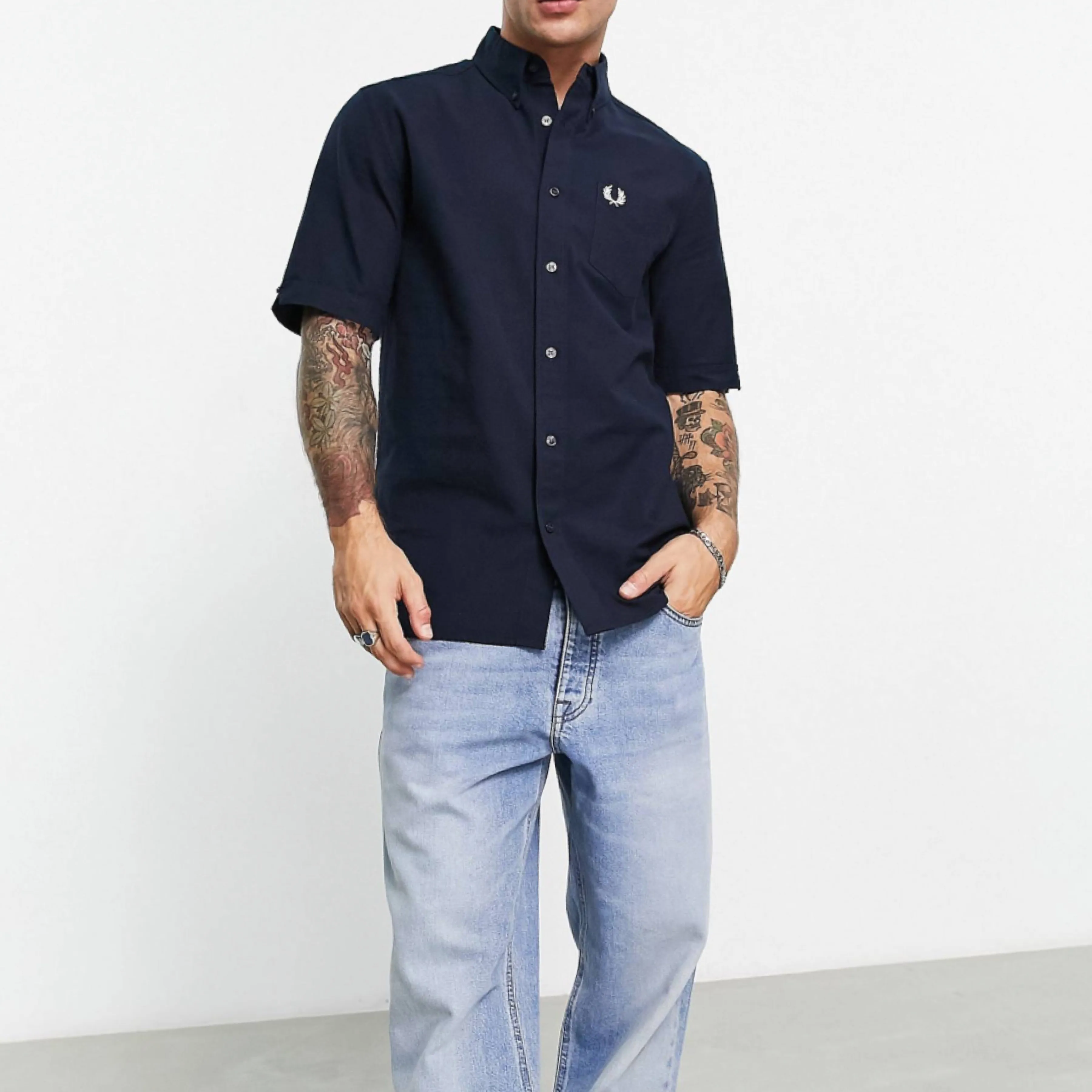 FRED PERRY  |Street Style Plain Short Sleeves Logo Loungewear Shirts