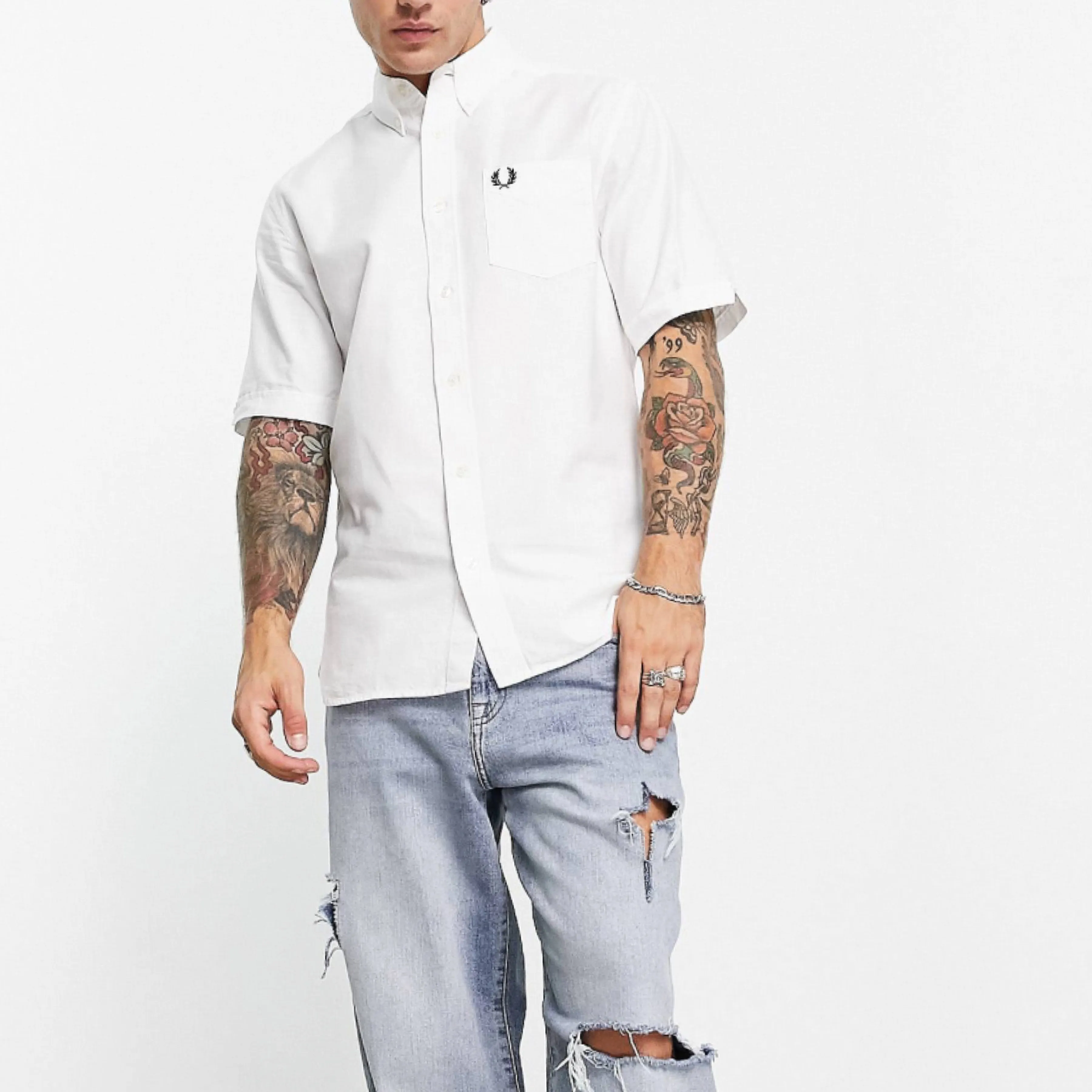 FRED PERRY  |Street Style Plain Short Sleeves Logo Loungewear Shirts