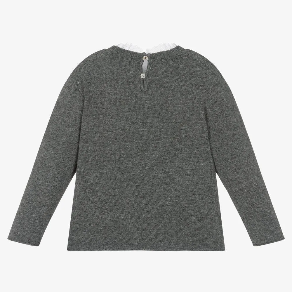 Girls Grey Wool Sweater