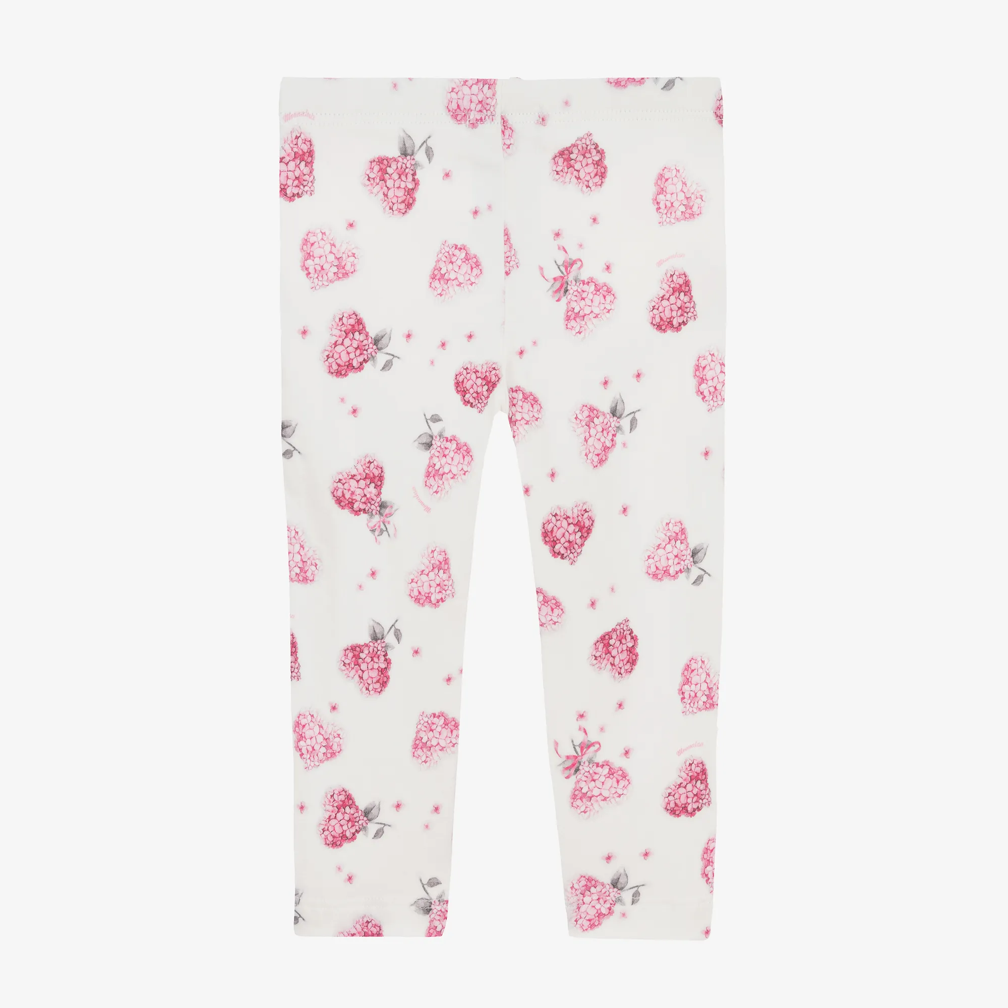 Girls Ivory Cotton Floral Heart Leggings