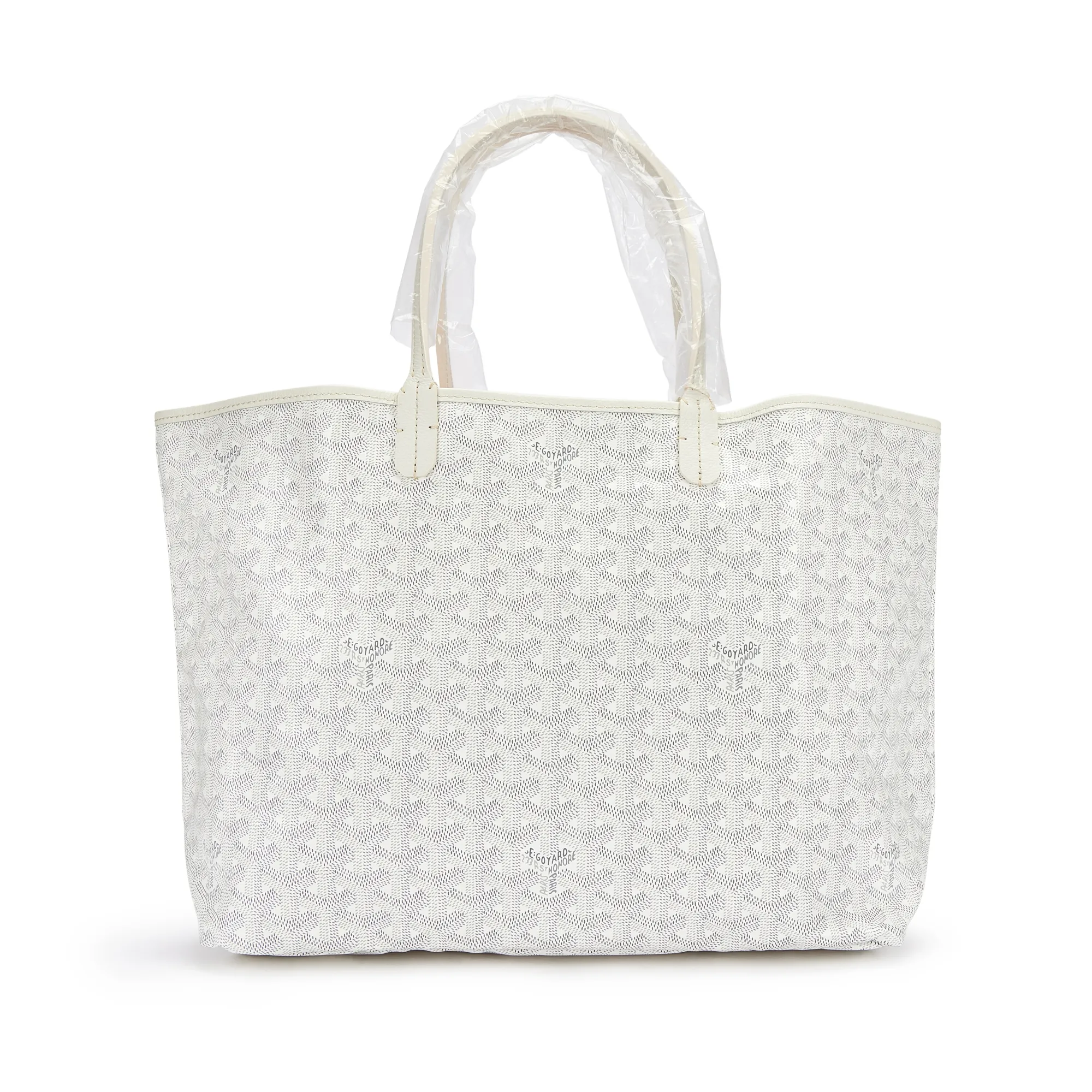 Goyard White Goyardine Canvas and Chevroches Calfskin Saint Louis PM Tote