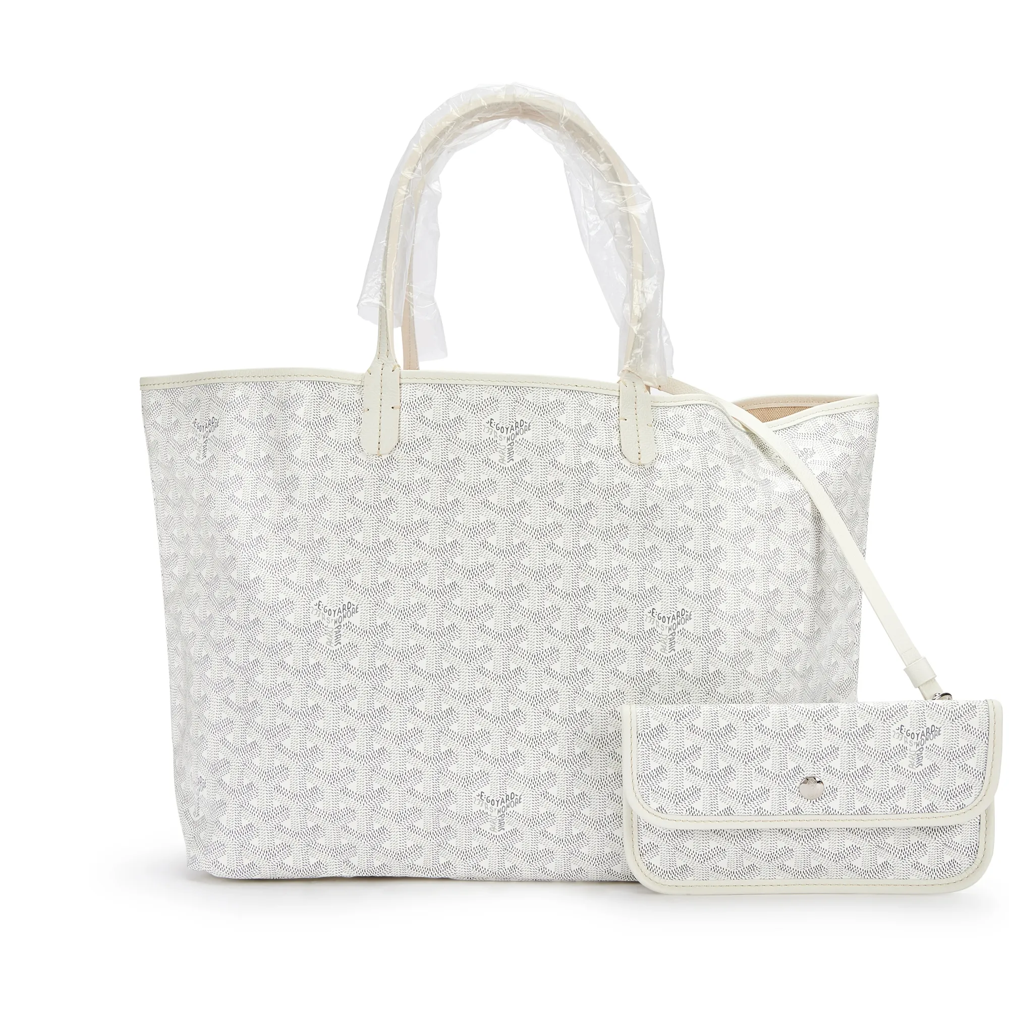 Goyard White Goyardine Canvas and Chevroches Calfskin Saint Louis PM Tote