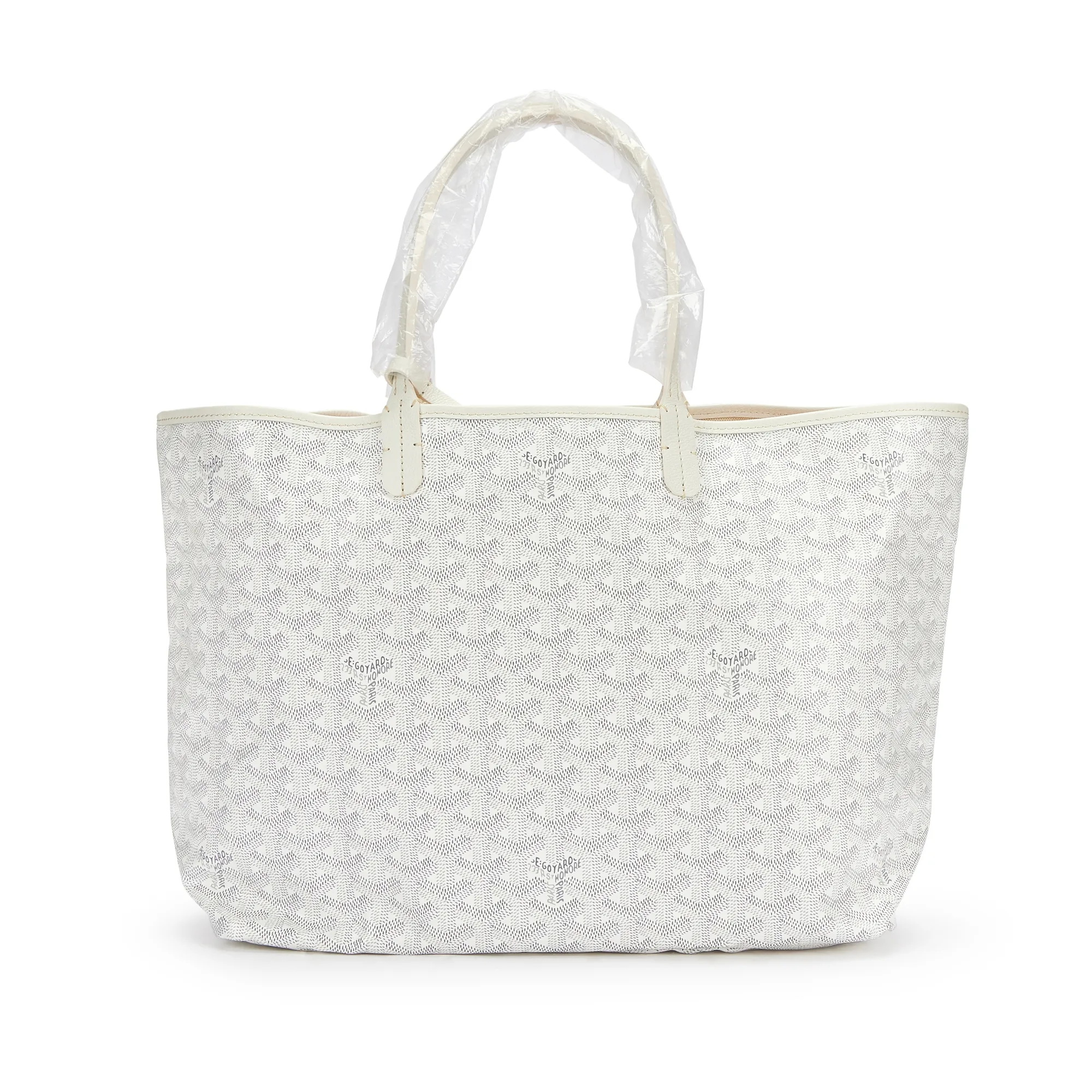 Goyard White Goyardine Canvas and Chevroches Calfskin Saint Louis PM Tote