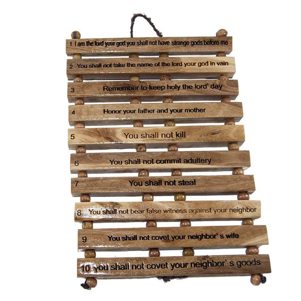 Hand Made Olive Wood Commandments Precepts Wall Home Prayer from Bethlehem