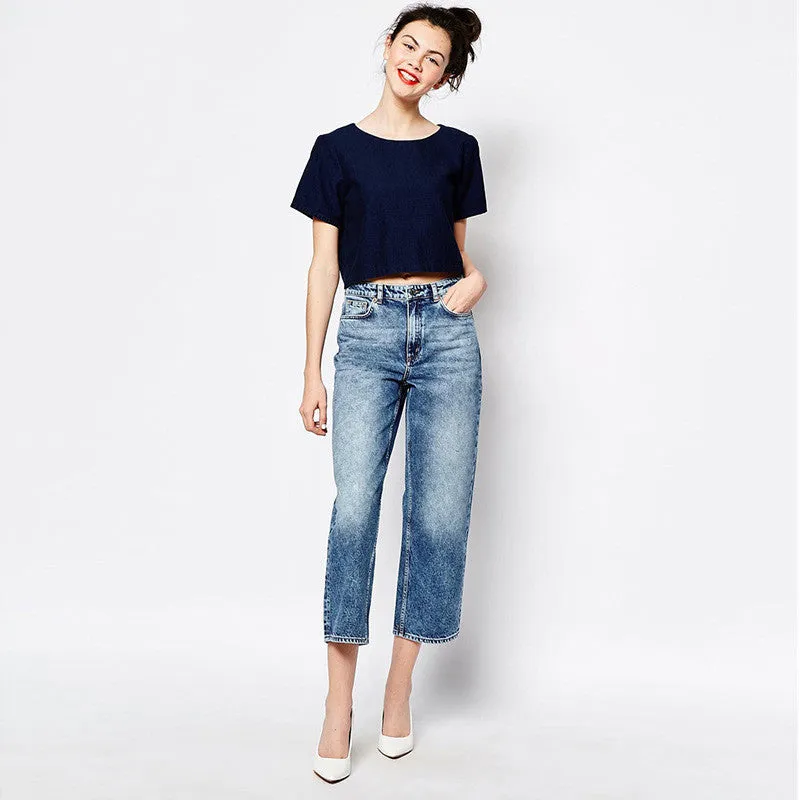 High Waist Wide Jeans Leg Pants Loose Boyfriend Jeans For With High Waist Capris  Jeans Denim SM6