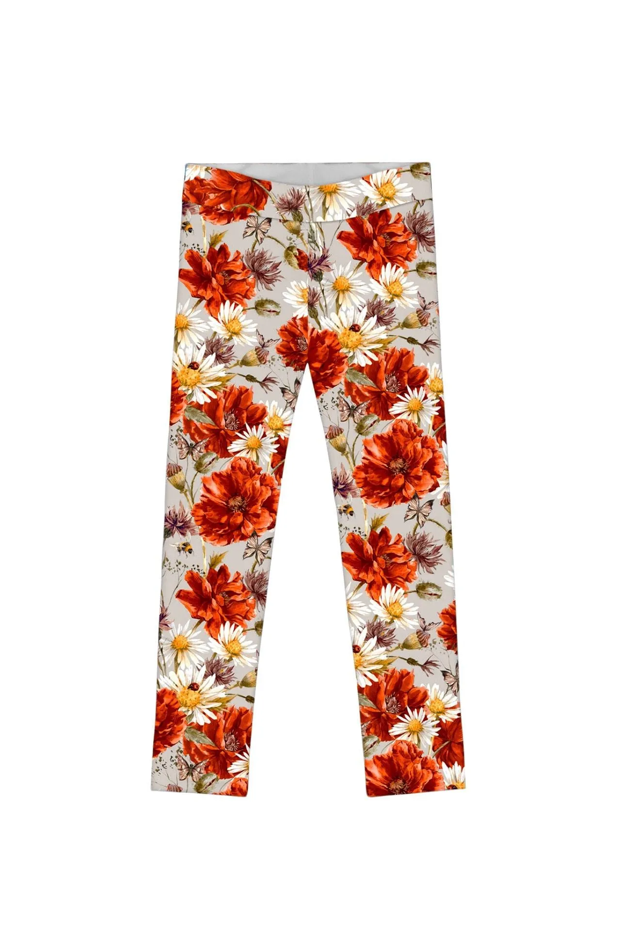 In The Wheat Field Lucy Cute Grey Floral Print Legging - Girls