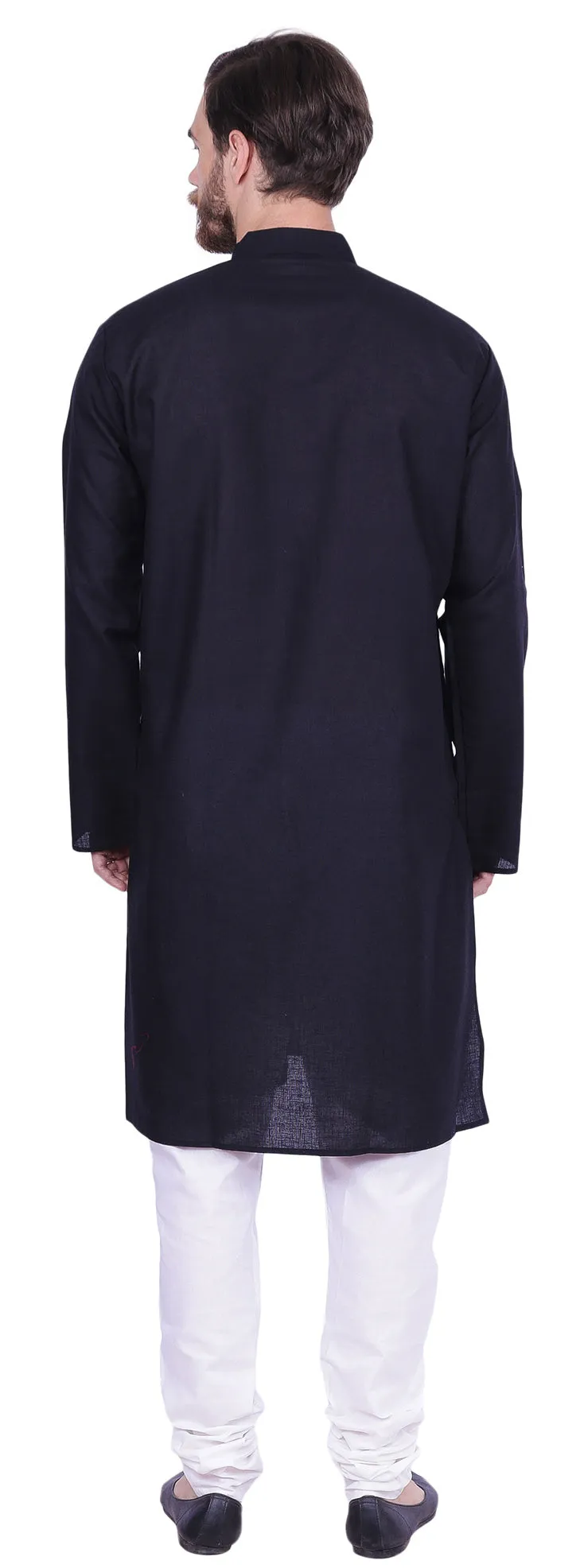 India Cotton Men's Kurta Pyjama Indian Clothing Party Dress (Black)