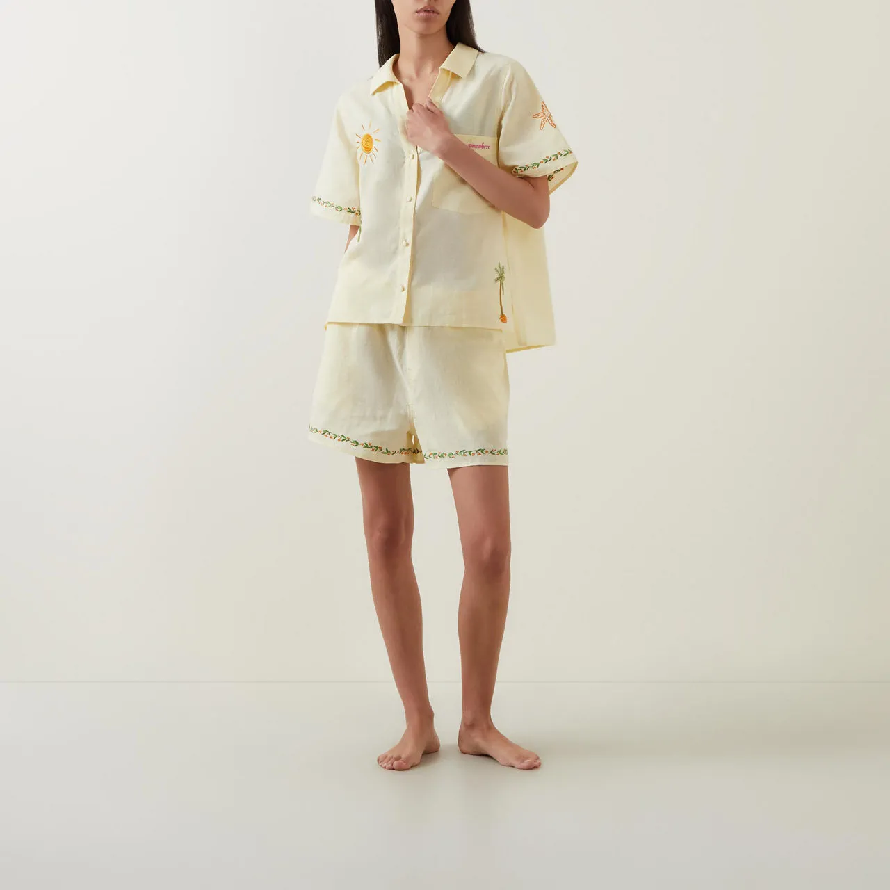 ITS 9PM Matilda Island Embroidery Loungewear Set - Ivory