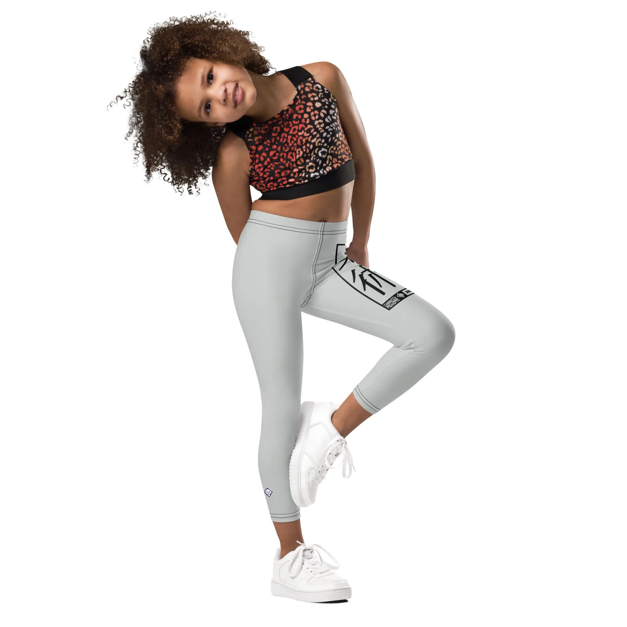 Kid's Girls Yoga Pants Workout Leggings Jiu-Jitsu 018 - Smoke