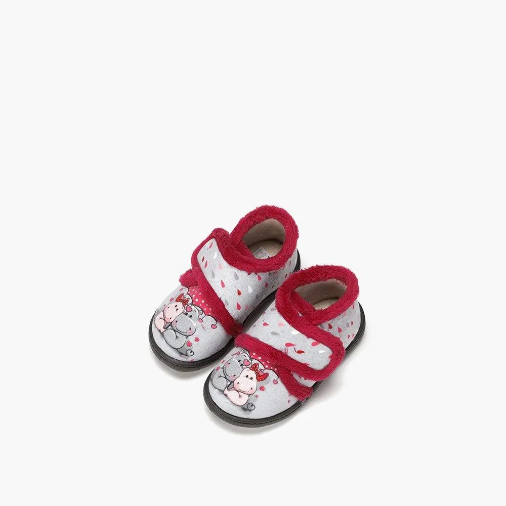 Kids Strap Over Strap Bedroom Slippers Hippos Theme Plumaflex sale