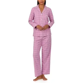 LAUREN Ralph Lauren Lauren Ralph Lauren Long Sleeve Brushed Twill Notch Collar Pajama Set