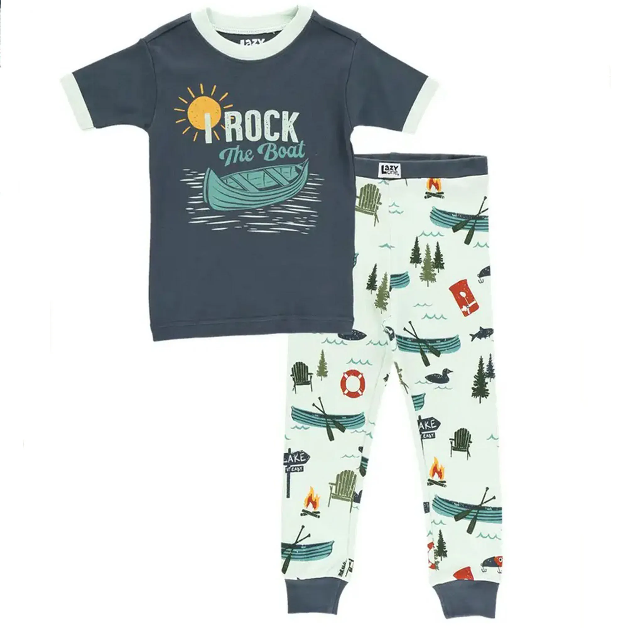 Lazy One Boy's Rock The Boat Short-Sleeve Pajama Set, 2-Piece