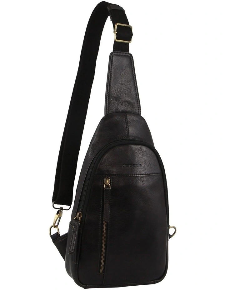 Leather Sling Bag in Black