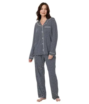 L.L.Bean Super Soft Shrink-Free Button Front Pajama Set Stripe