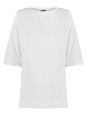 Maglia con manica 3/4 in jersey di viscosa crêpe - Bianco