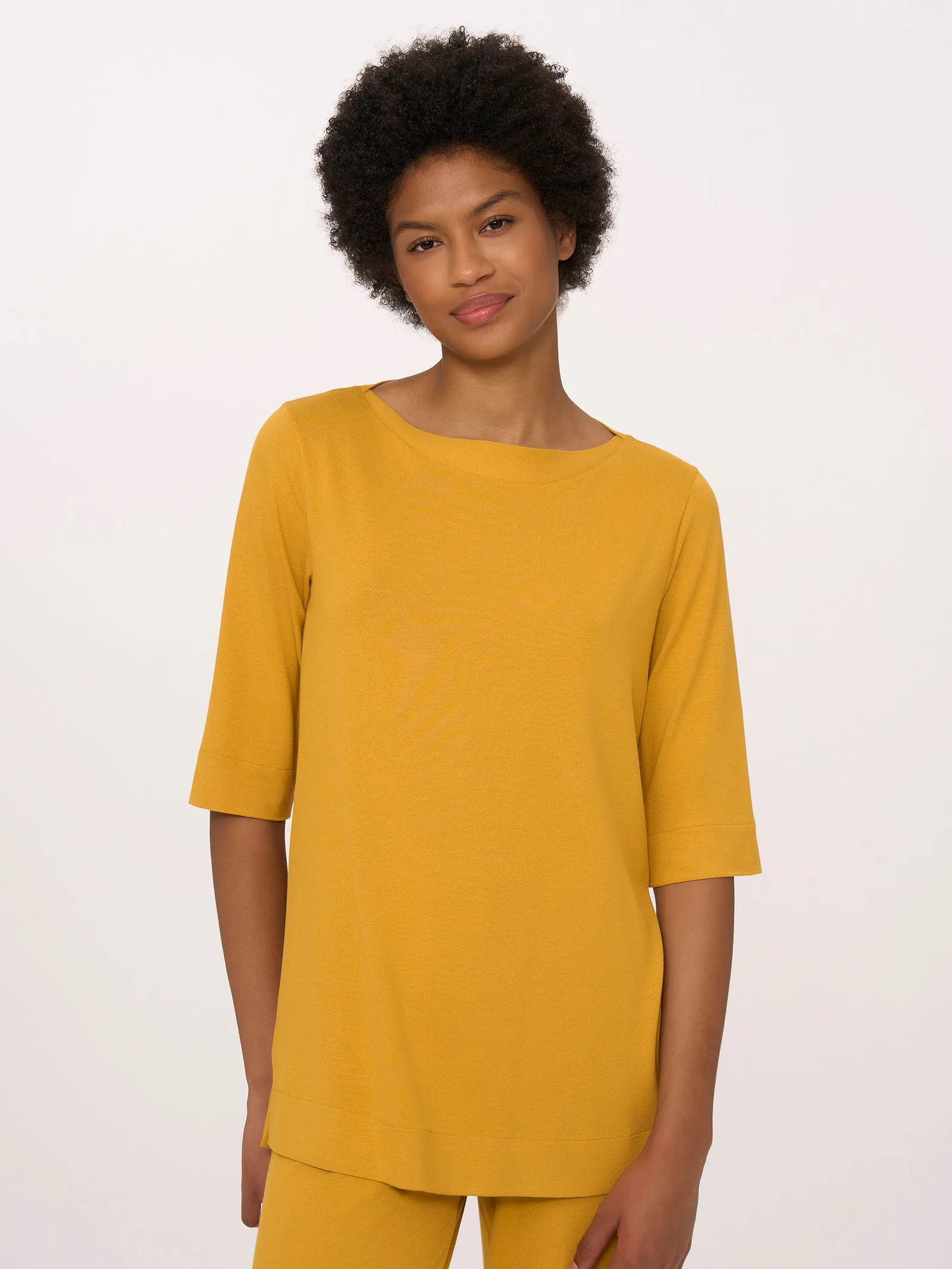 Maglia con manica 3/4 in jersey di viscosa crêpe - Golden Spice